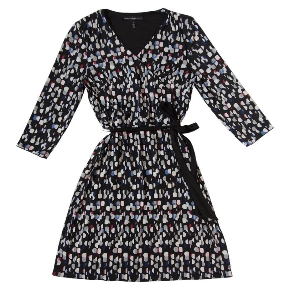 White‎ House Black Market Reversible Wrap Dress Womens Size Medium Abstract